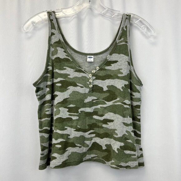 Old Navy Womens Multicolor Camouflage Sleeveless Henley Neck Tank Top Size Small - Picture 1 of 9